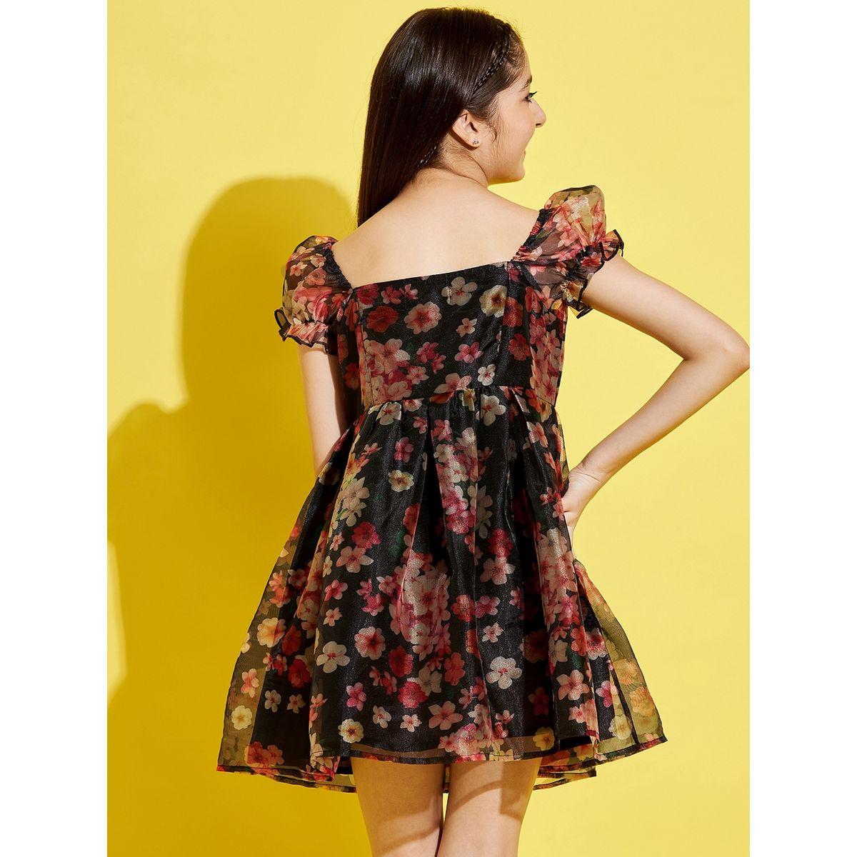 Styli Floral Print Skater Mini Dress-girls-clothing-dressesandjumpsuits-image-4