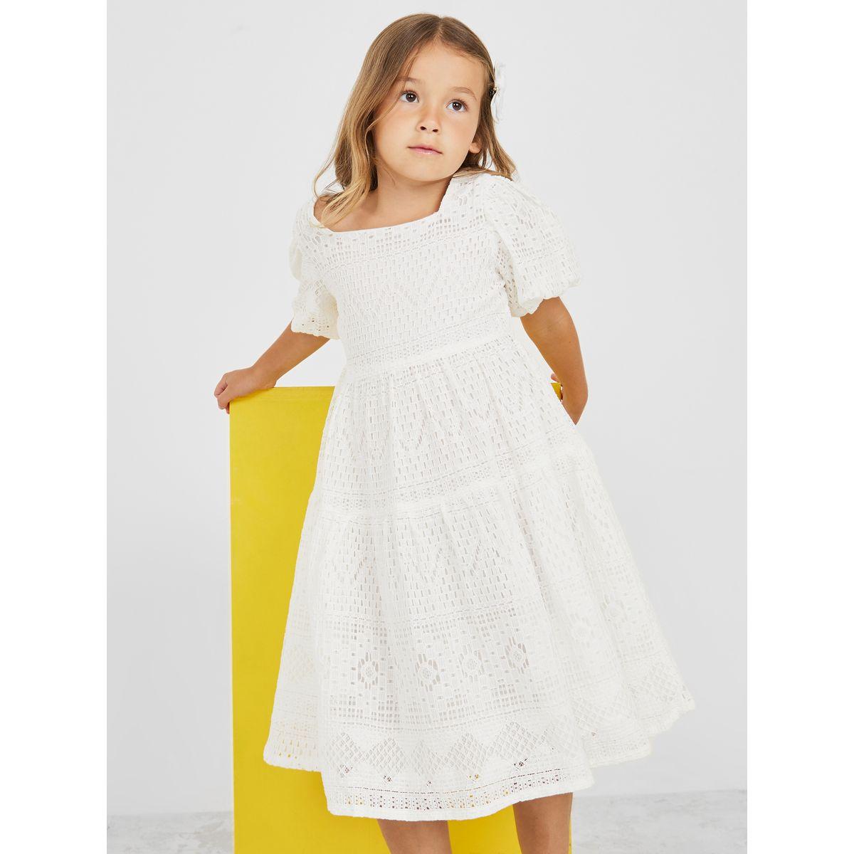 Styli Lace Detail Puff Sleeves A-Line Dress -girls-clothing-dressesandjumpsuits-image-2