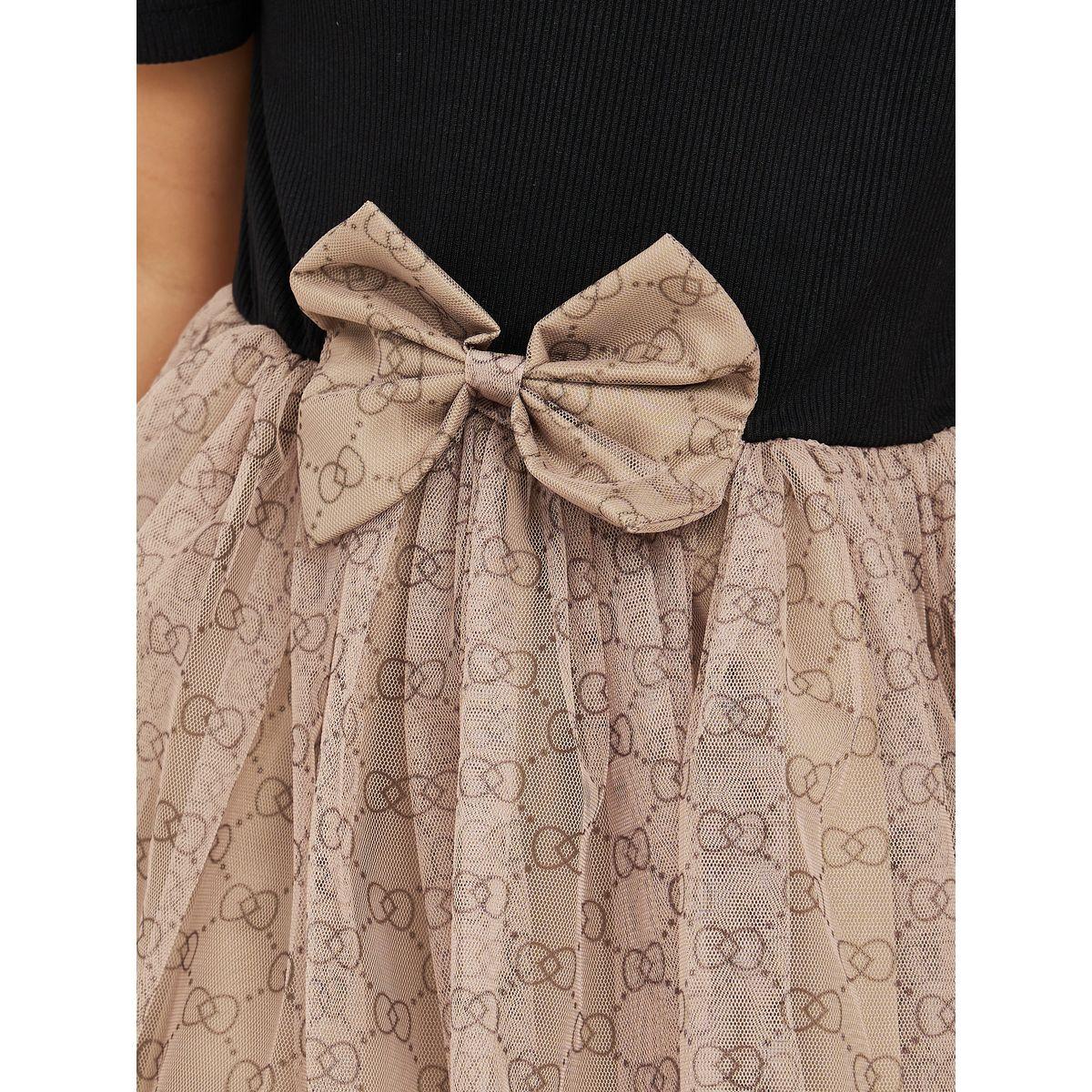 Styli Bow Applique Mesh Insert Dress -girls-clothing-dressesandjumpsuits-image-3