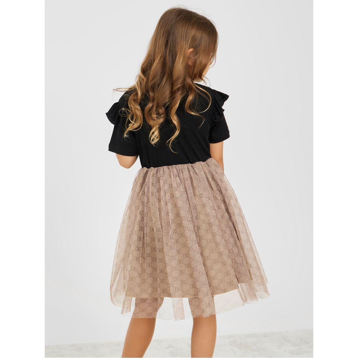Styli Bow Applique Mesh Insert Dress -girls-clothing-dressesandjumpsuits-image-4