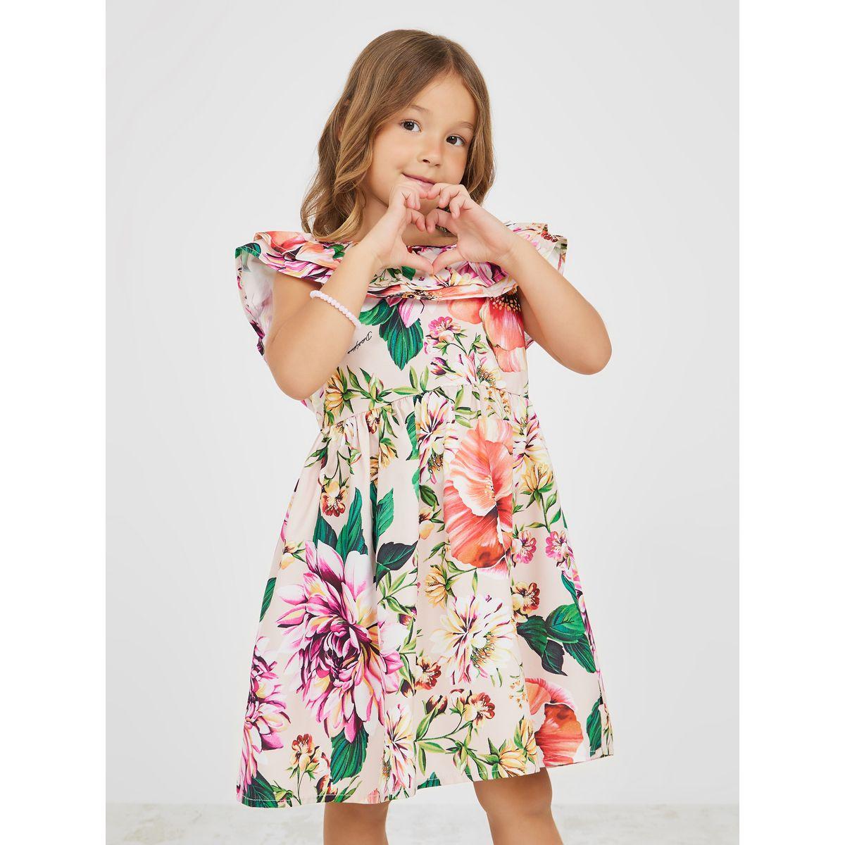 Styli Floral Print Ruffle Trim Dress -girls-clothing-dressesandjumpsuits-image-1