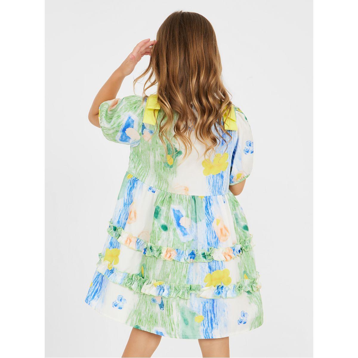Styli Tie and Dye Print Ruffle Detail Tiered Dress-girls-clothing-dressesandjumpsuits-image-5