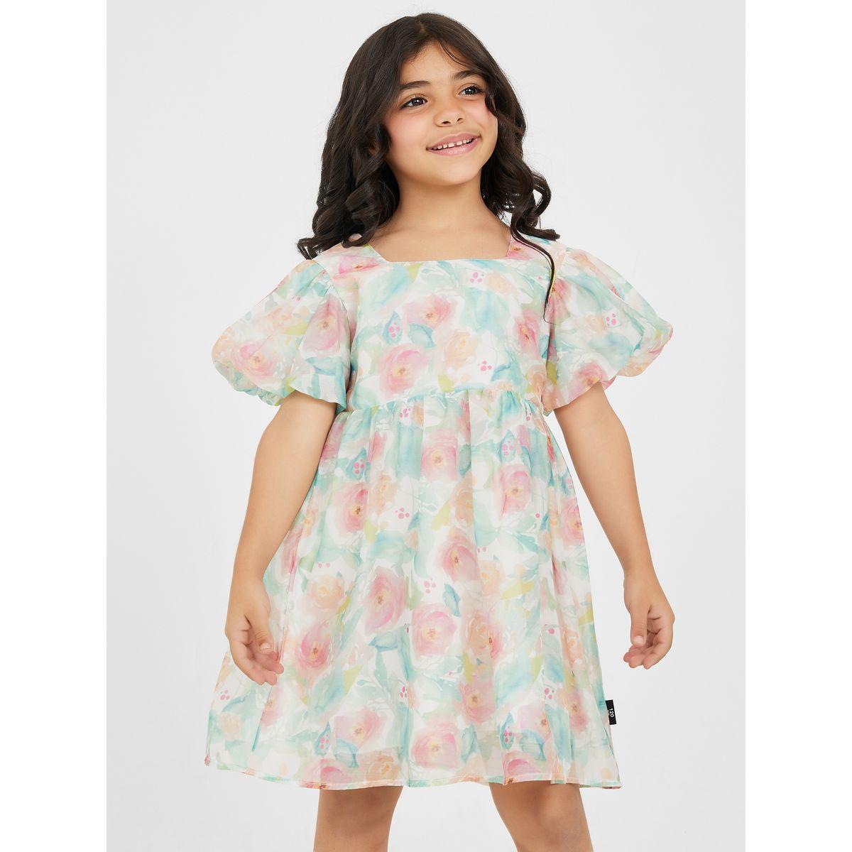 Styli Floral Print Balloon Sleeves Dress-girls-clothing-dressesandjumpsuits-image-1