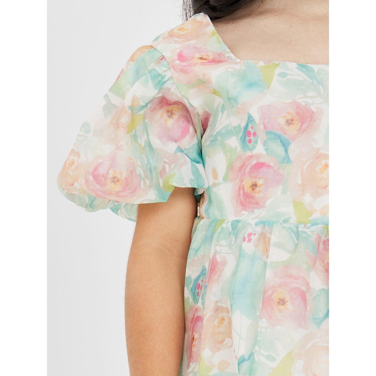 Styli Floral Print Balloon Sleeves Dress-girls-clothing-dressesandjumpsuits-image-3