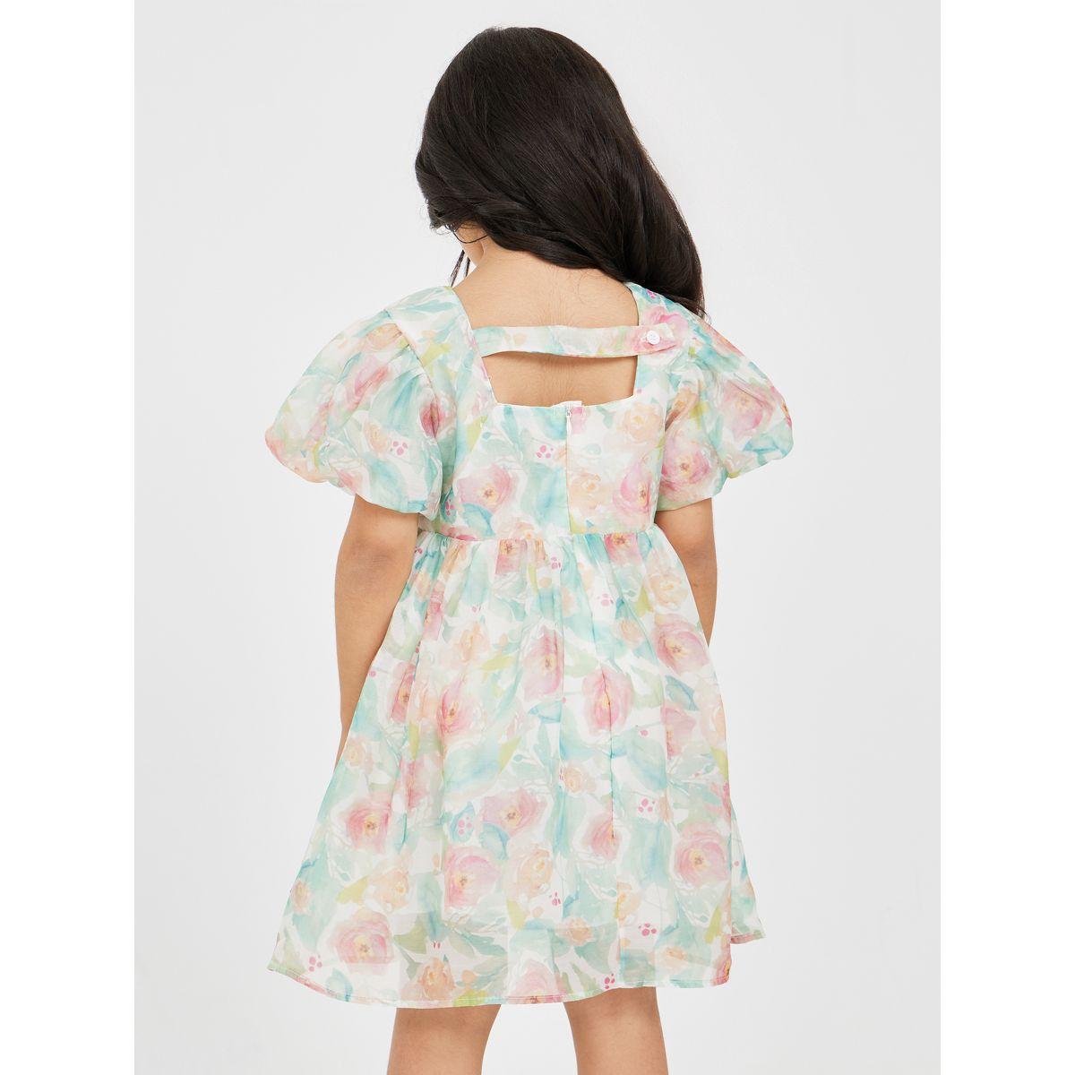 Styli Floral Print Balloon Sleeves Dress-girls-clothing-dressesandjumpsuits-image-4