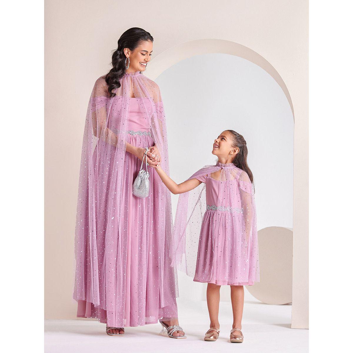 Styli Limited Cold Shoulder Embellished Dress with Cape Set-girls-clothing-dressesandjumpsuits-image-5