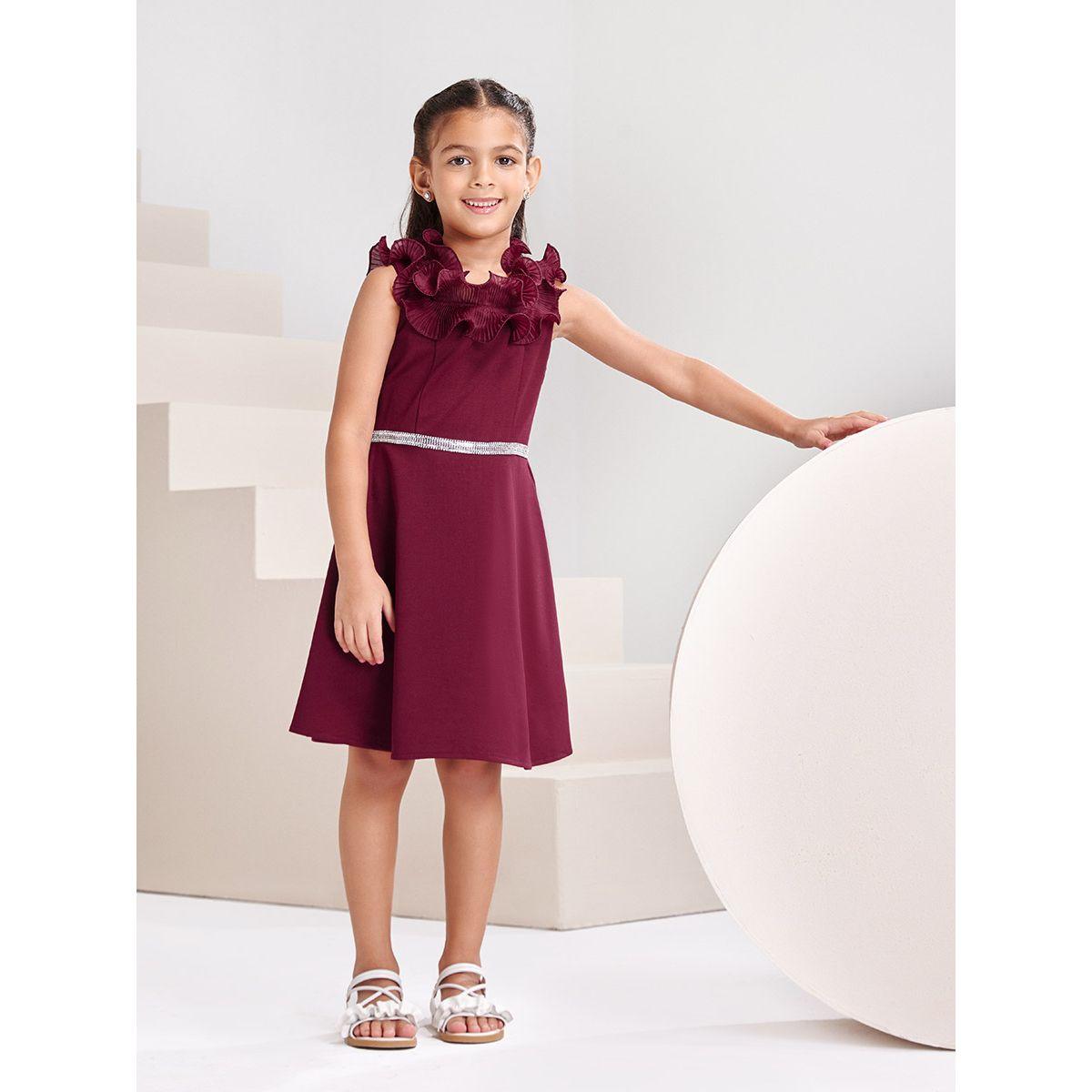 Styli Limited Organza Ruffle Trim Rhinestone Decor Dress-girls-clothing-dressesandjumpsuits-image-2