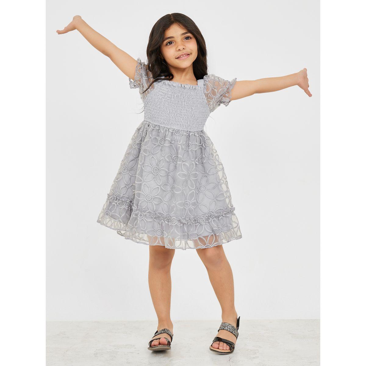 Styli Puff Sleeve Ruffle Hem Dress-girls-clothing-dressesandjumpsuits-image-1