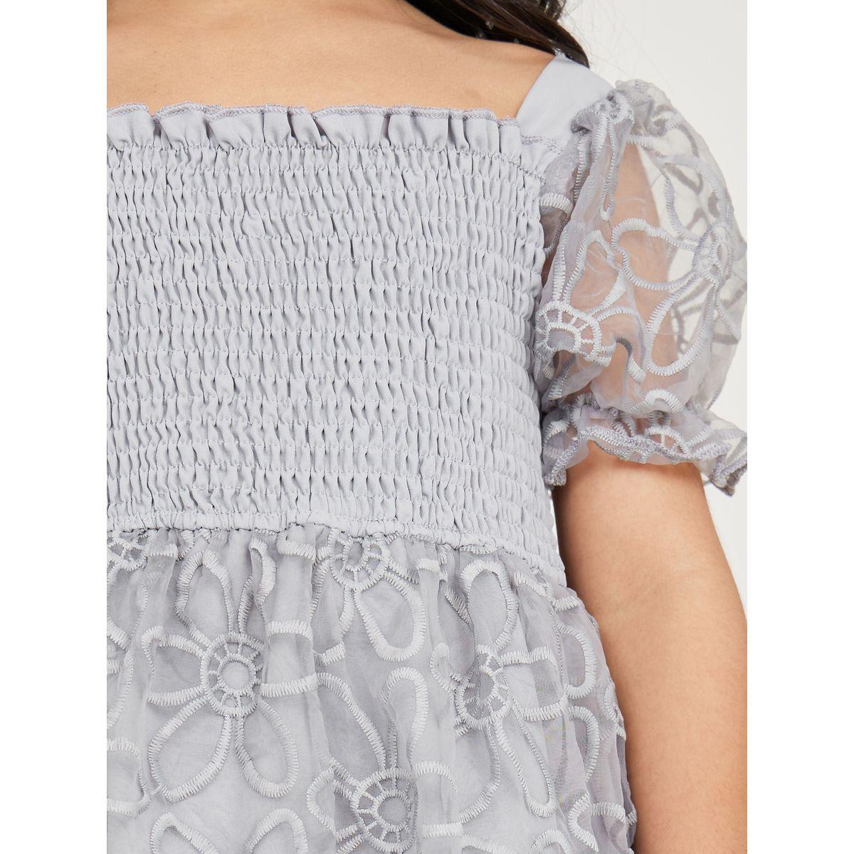 Styli Puff Sleeve Ruffle Hem Dress-girls-clothing-dressesandjumpsuits-image-3