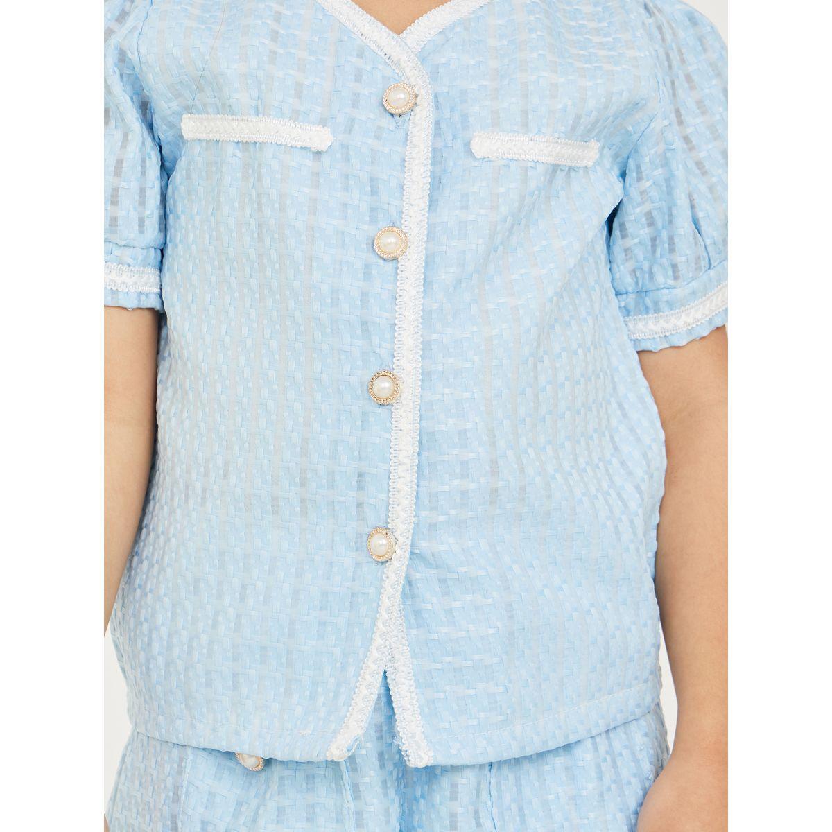 Styli Tweed Look Button Detail Blouse & Shorts Set-girls-clothing-setsandcoords-image-3