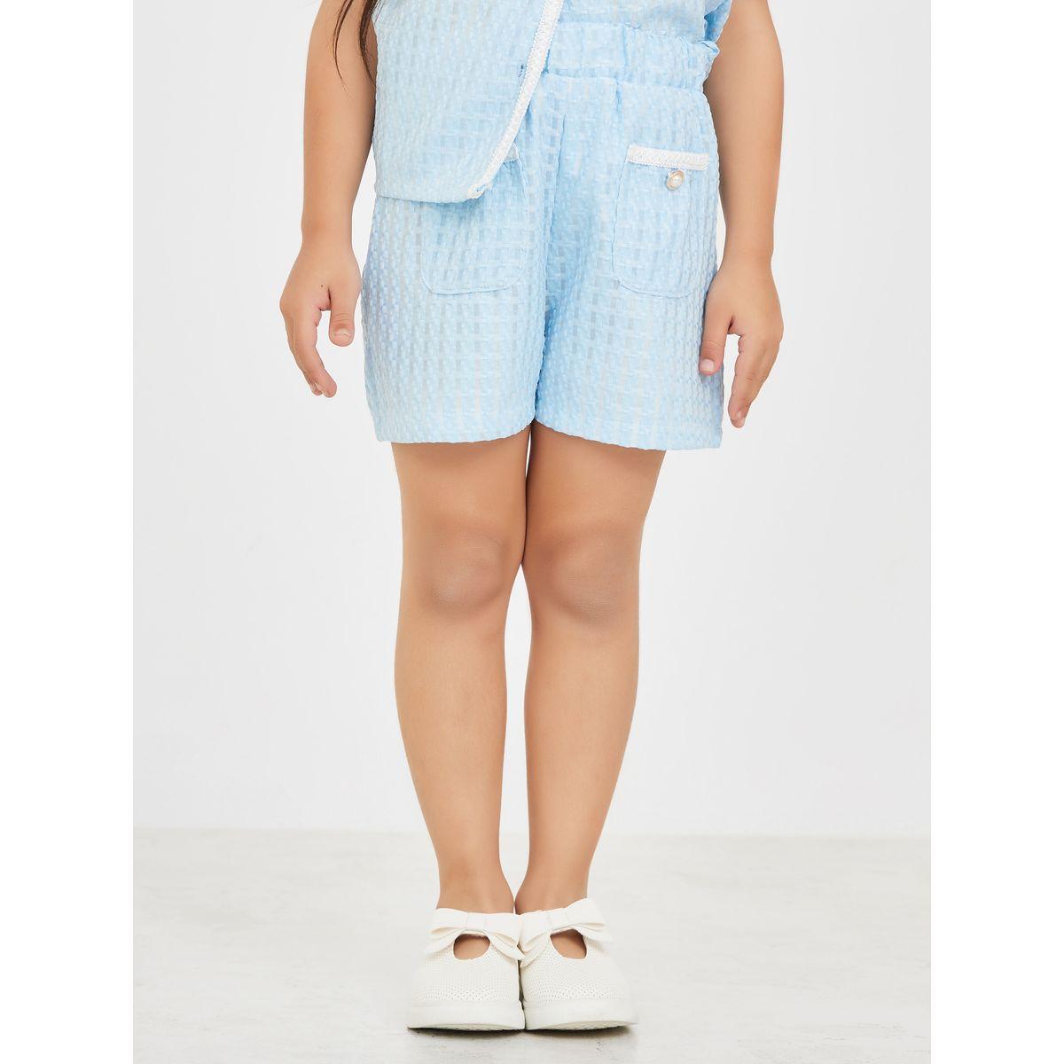 Styli Tweed Look Button Detail Blouse & Shorts Set-girls-clothing-setsandcoords-image-4