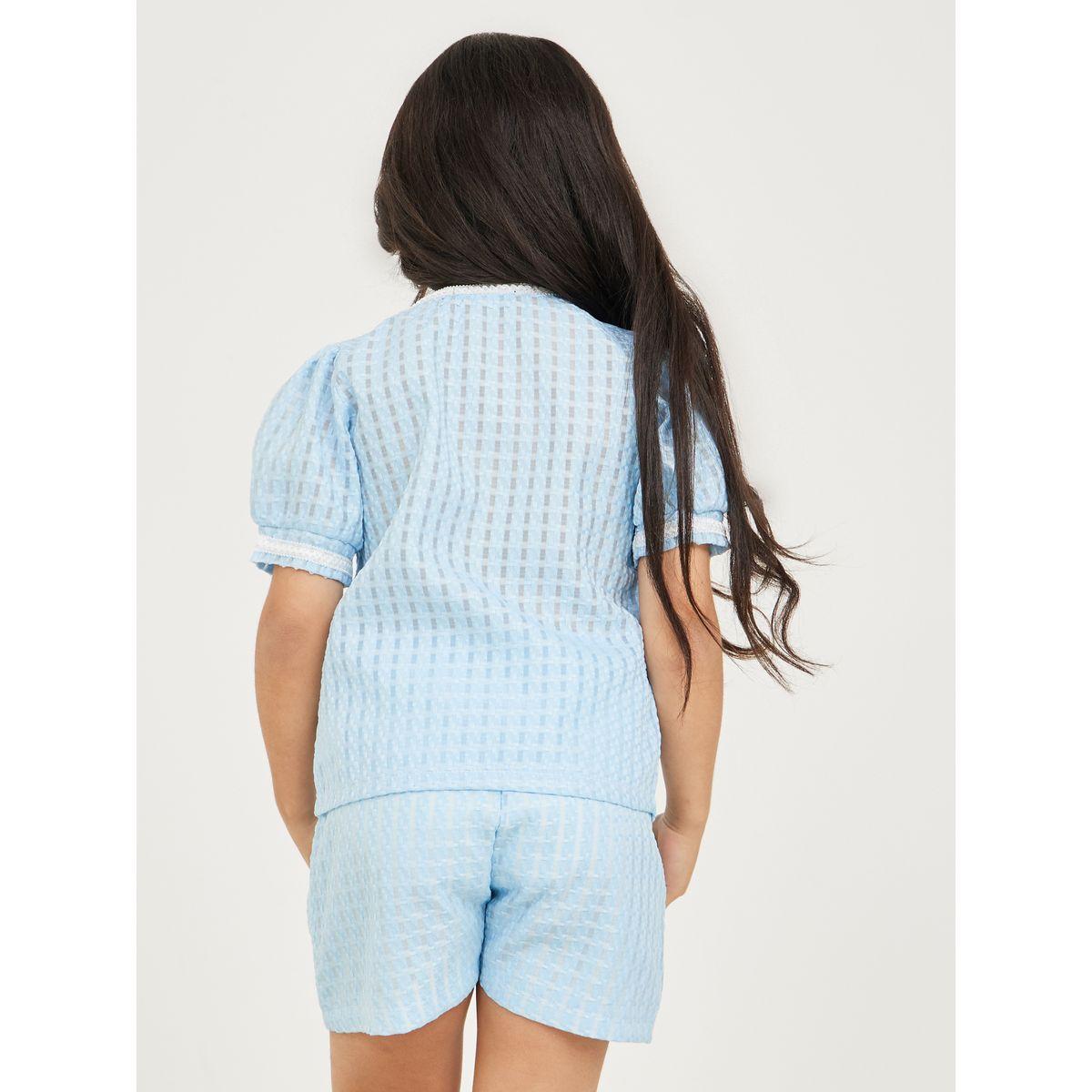 Styli Tweed Look Button Detail Blouse & Shorts Set-girls-clothing-setsandcoords-image-5