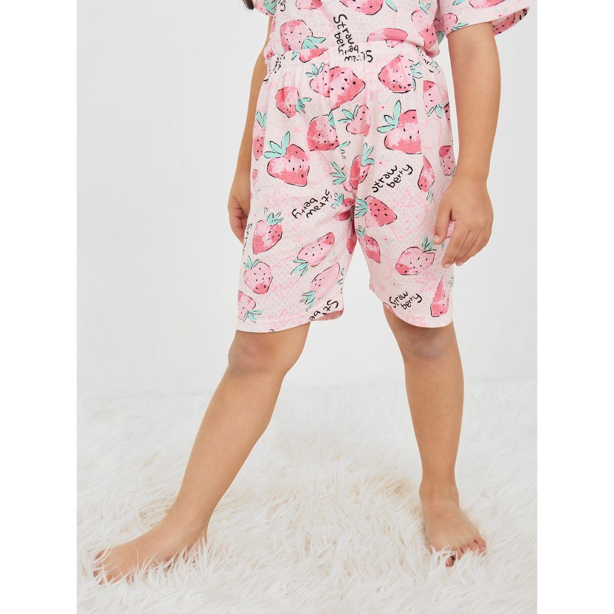 Styli Strawberry AOP T-shirt and Short Set-girls-clothing-nightwear-image-4