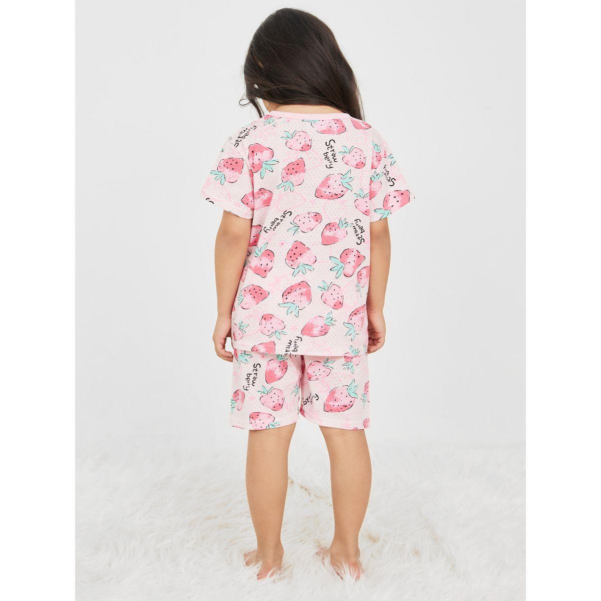 Styli Strawberry AOP T-shirt and Short Set-girls-clothing-nightwear-image-5