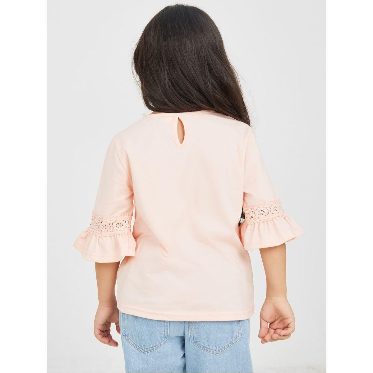 تيشيرت سادة باكمام فلوت-girls-clothing-tshirts-image-1