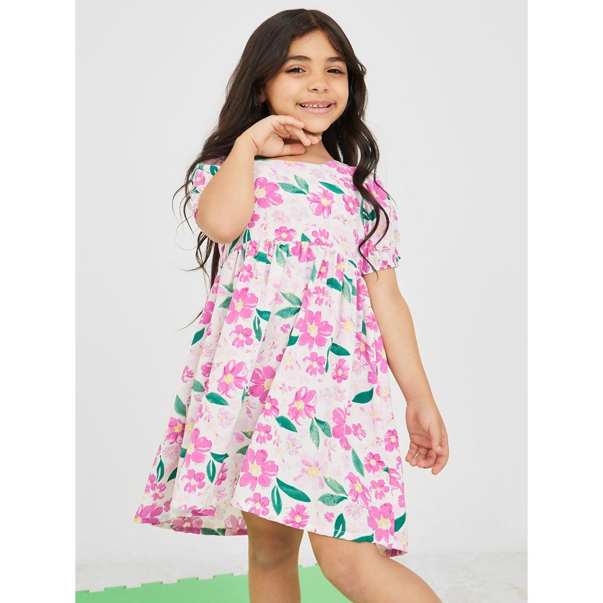 Styli Floral Print Cuffed Sleeve Dress-girls-clothing-dressesandjumpsuits-image-1