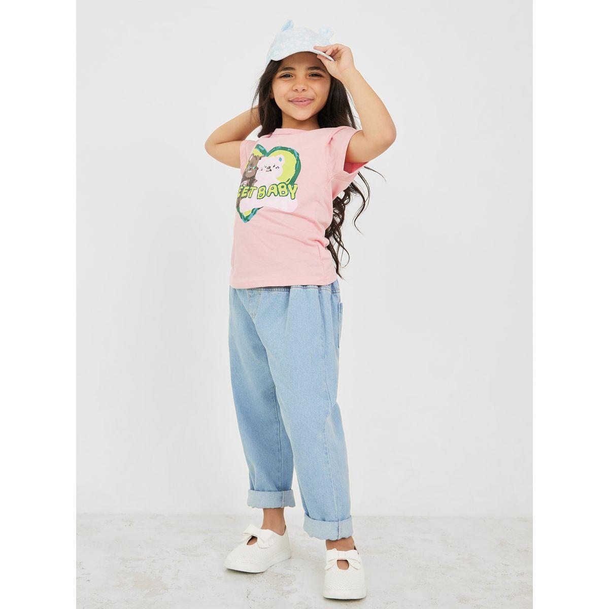 Styli Bear Graphic Round Neck T-Shirt-girls-clothing-tshirts-image-2