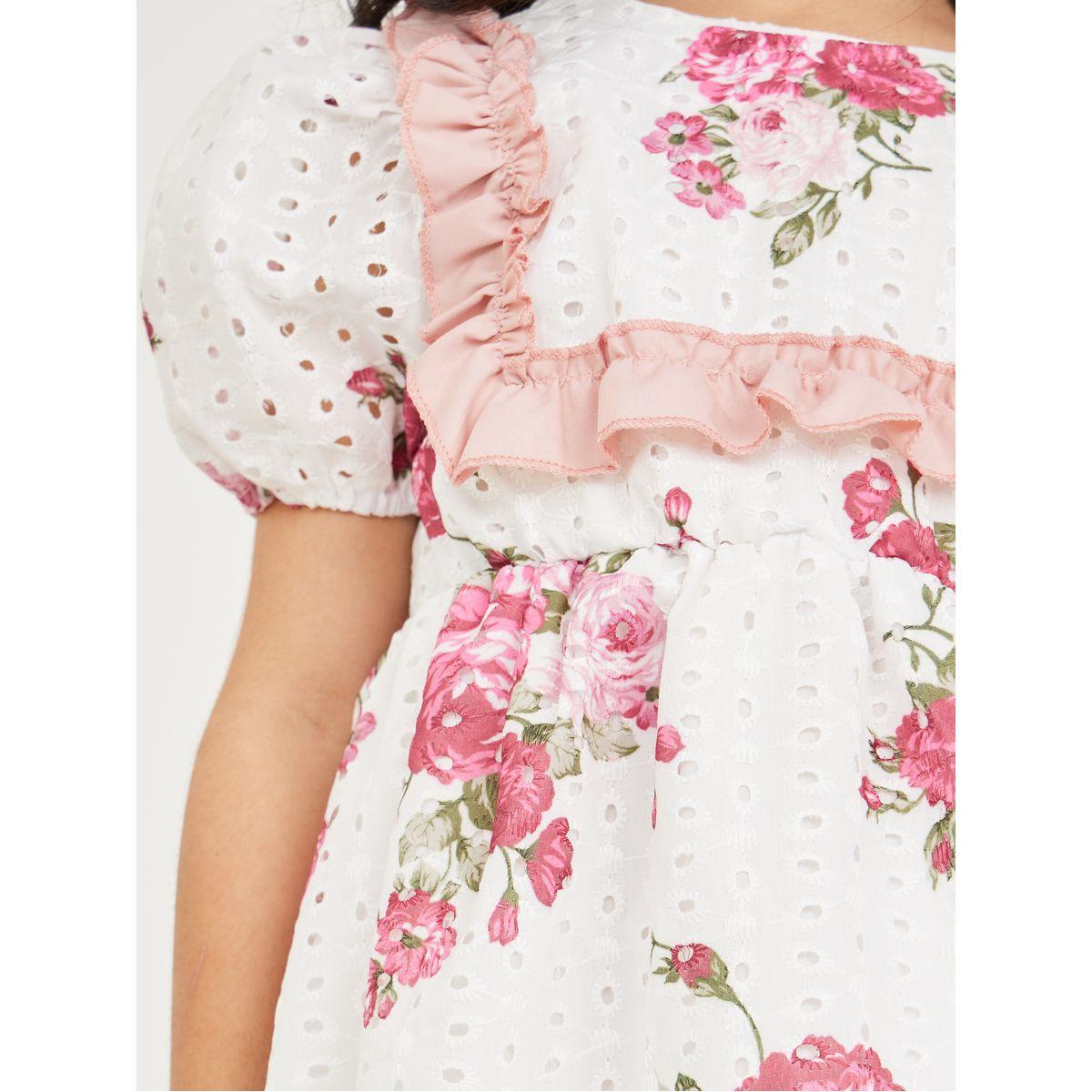 Styli Floral Print Ruffle Trim Dress-girls-clothing-dressesandjumpsuits-image-3