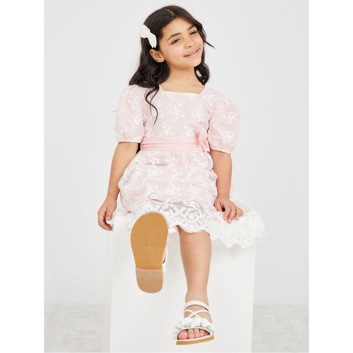 Styli Mesh Insert Bow Detail Dress-girls-clothing-dressesandjumpsuits-image-1