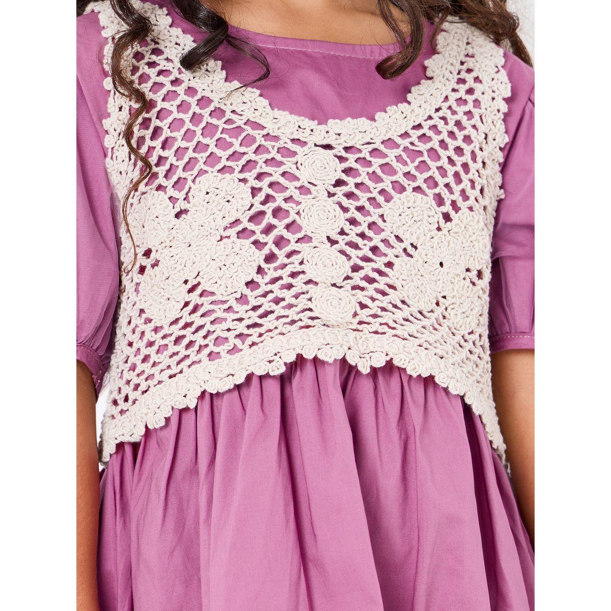 فستان بأكمام منفوشة وتداخل كروشيه-girls-clothing-dressesandjumpsuits-image-3