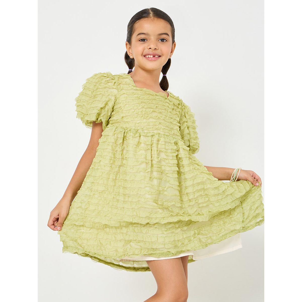 Styli Ruffled Puff Sleeve Dress with Bow Detail-girls-clothing-dressesandjumpsuits-image-2