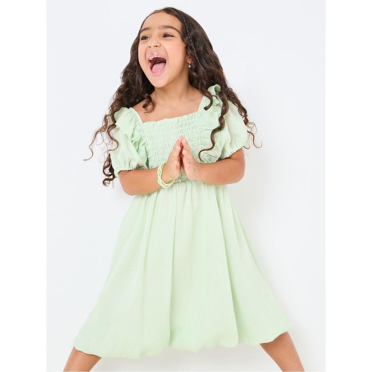 Styli Solid  Ruffle Trim Dress with Tie-Back-girls-clothing-dressesandjumpsuits-image-1