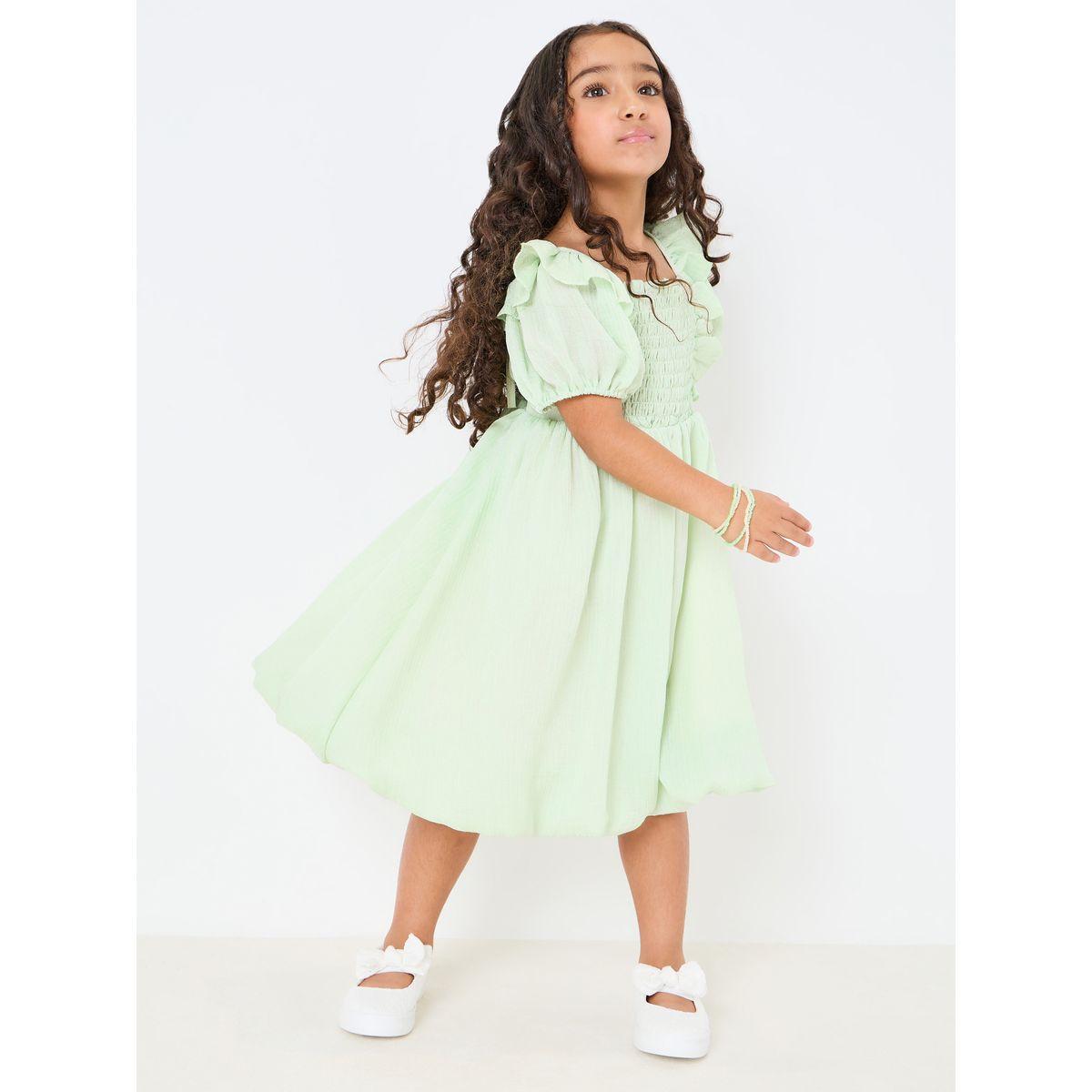 Styli Solid  Ruffle Trim Dress with Tie-Back-girls-clothing-dressesandjumpsuits-image-2