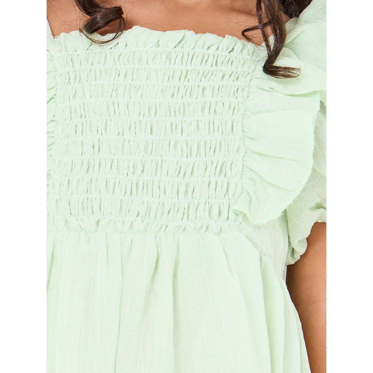 Styli Solid  Ruffle Trim Dress with Tie-Back-girls-clothing-dressesandjumpsuits-image-3