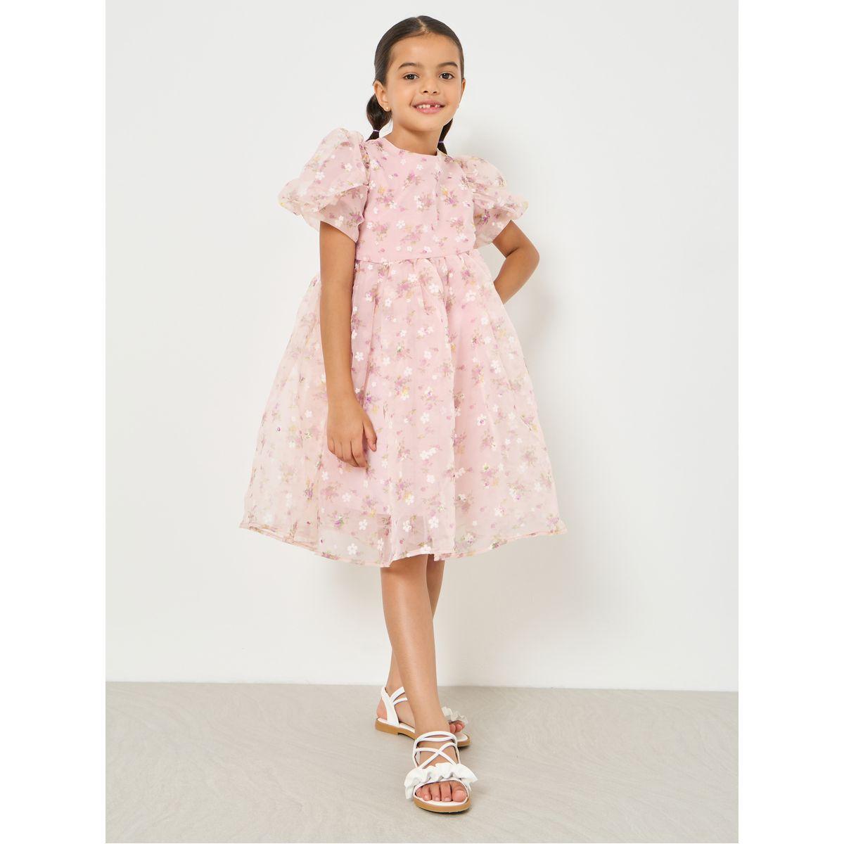 Styli Organza Floral Print Tie Back Dress-girls-clothing-dressesandjumpsuits-image-1