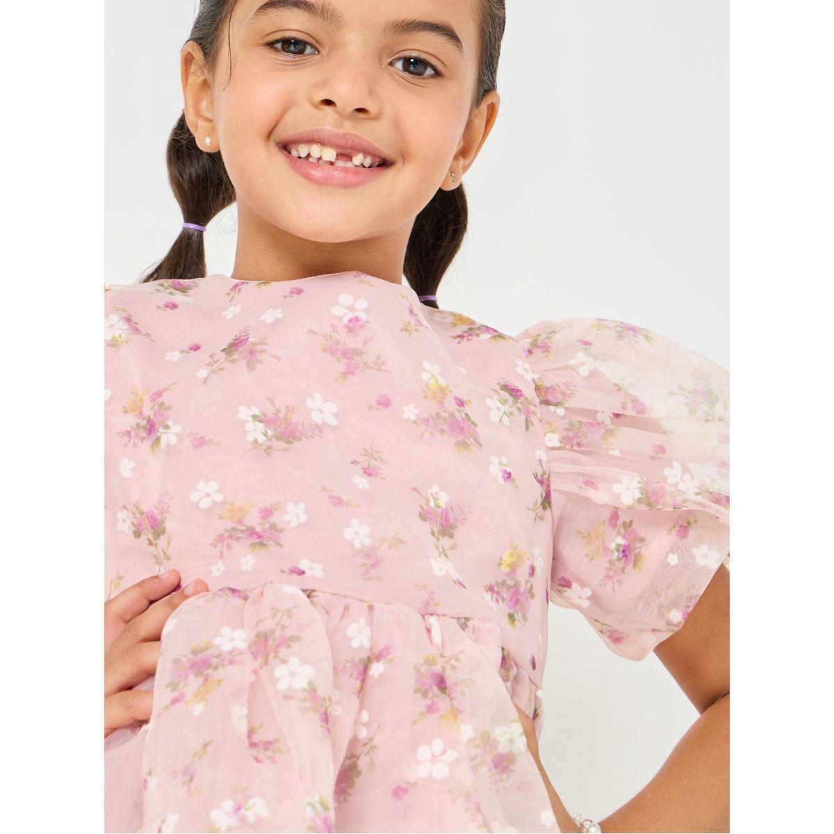 Styli Organza Floral Print Tie Back Dress-girls-clothing-dressesandjumpsuits-image-3