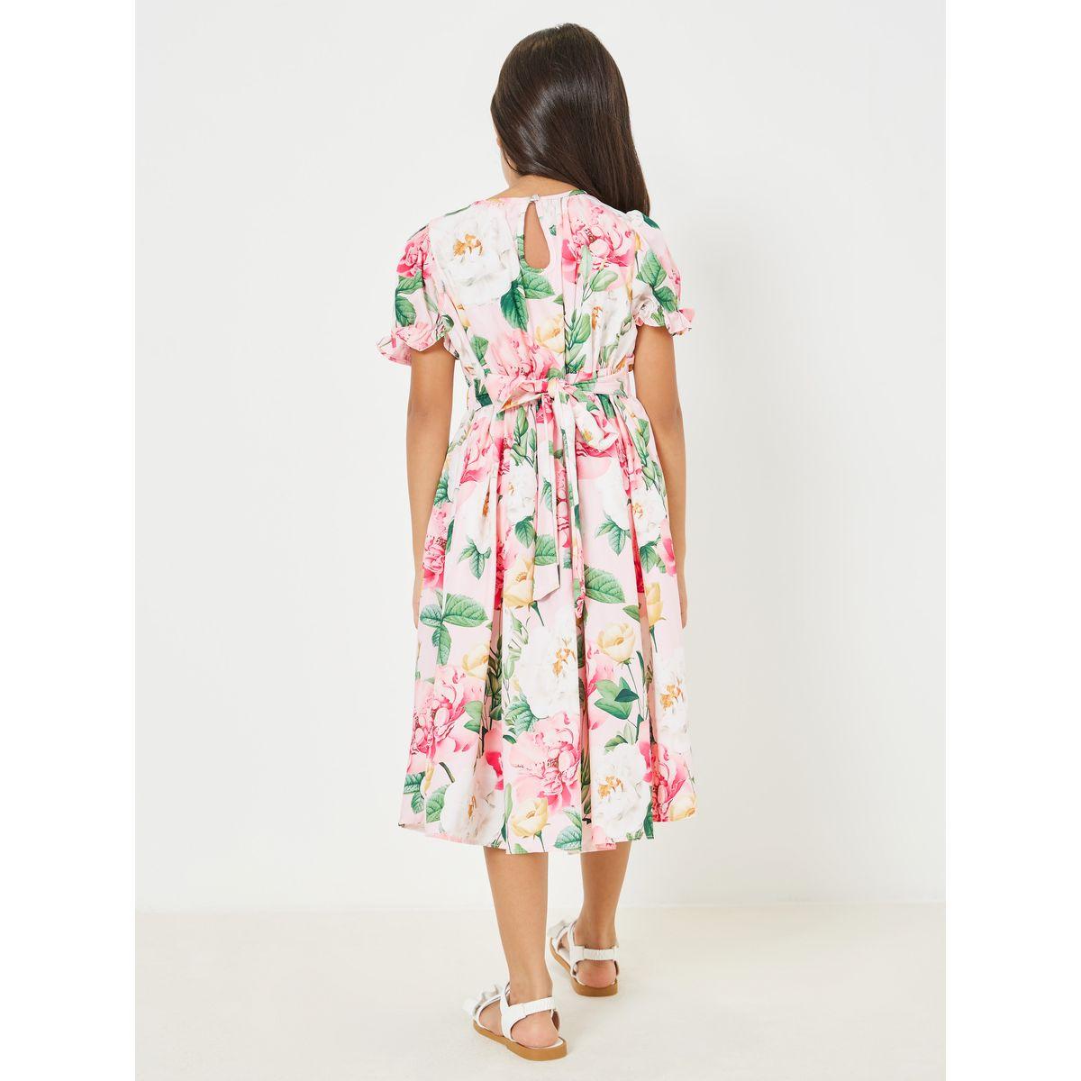 فستان مطبع بزهور واكمام منفوشة-girls-clothing-dressesandjumpsuits-image-4