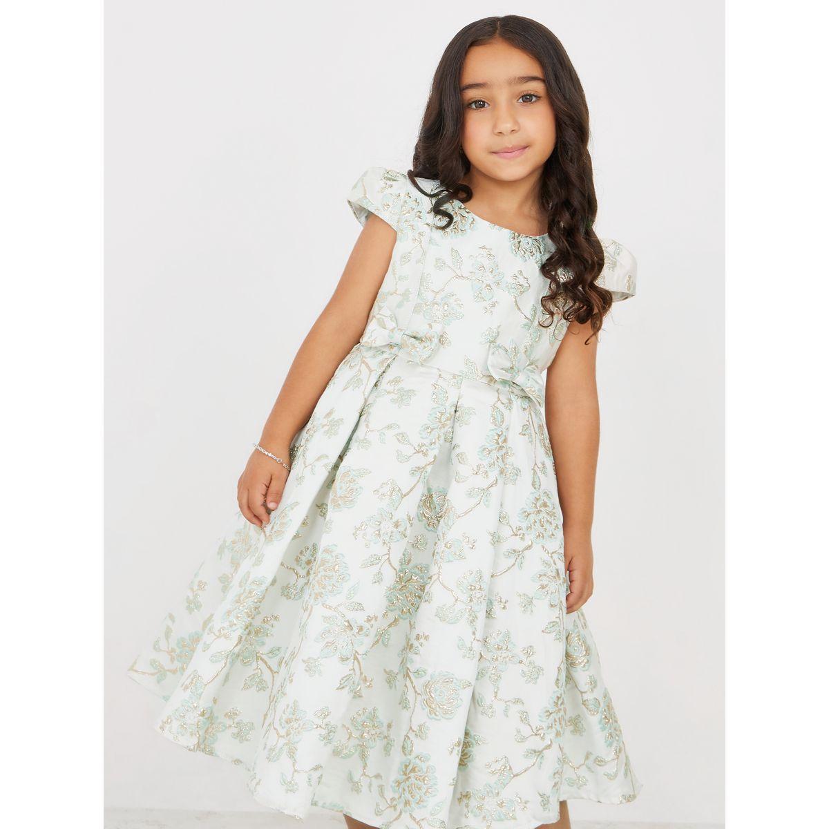 Styli Jacquard Textured Bow Detail Party Dress-girls-clothing-dressesandjumpsuits-image-2