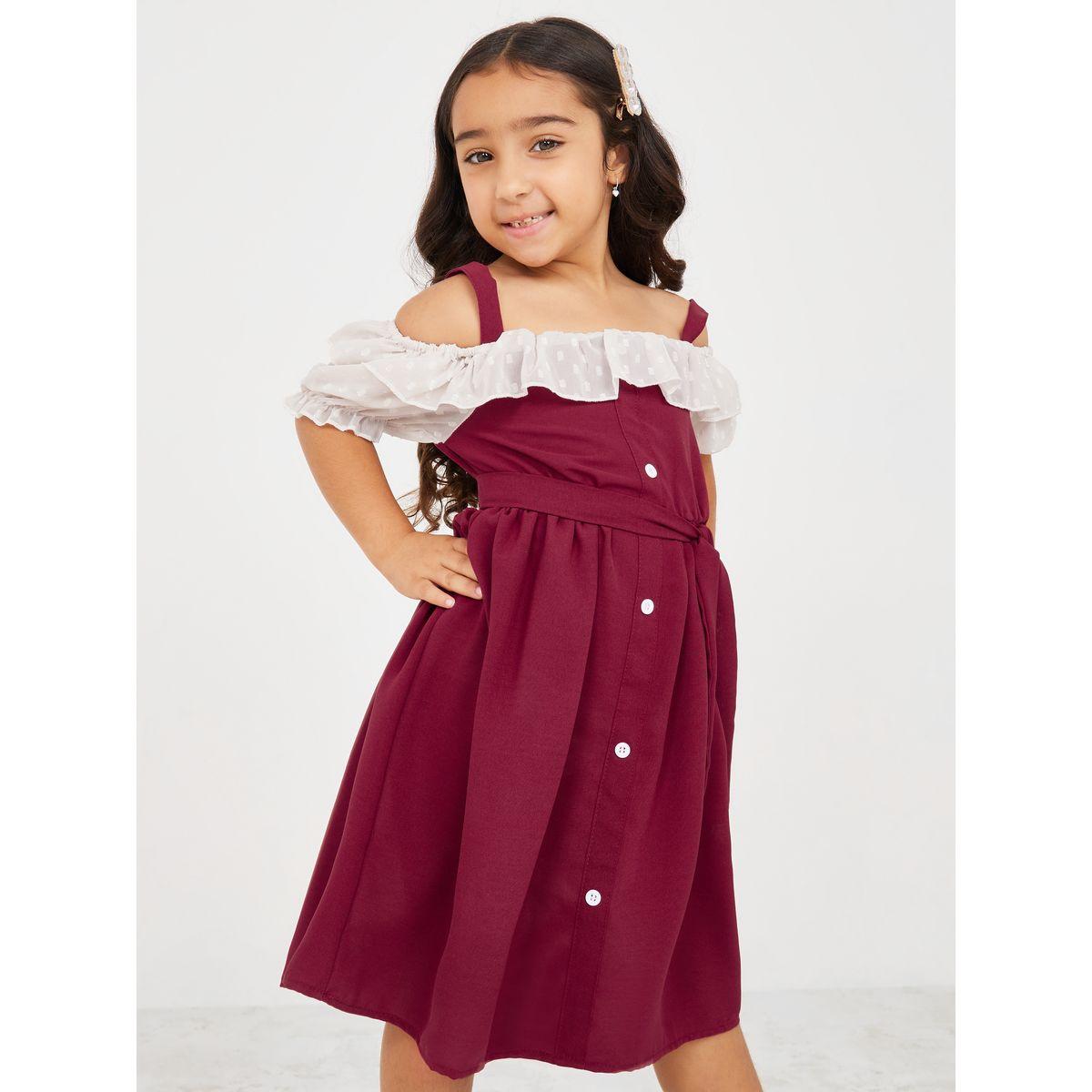 فستان بأكتاف مكشوفة ومُزين بكشكش-girls-clothing-dressesandjumpsuits-image-1