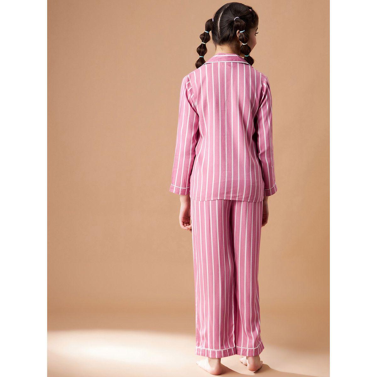 Styli Cotton Striped Shirt & Pyjama Set-girls-clothing-nightwear-image-6