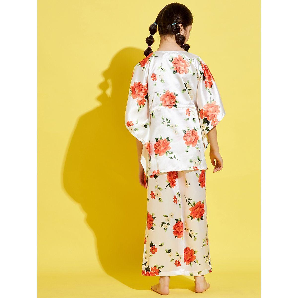 Styli Floral Kaftan Top and Pyjama Set-girls-clothing-nightwear-image-2