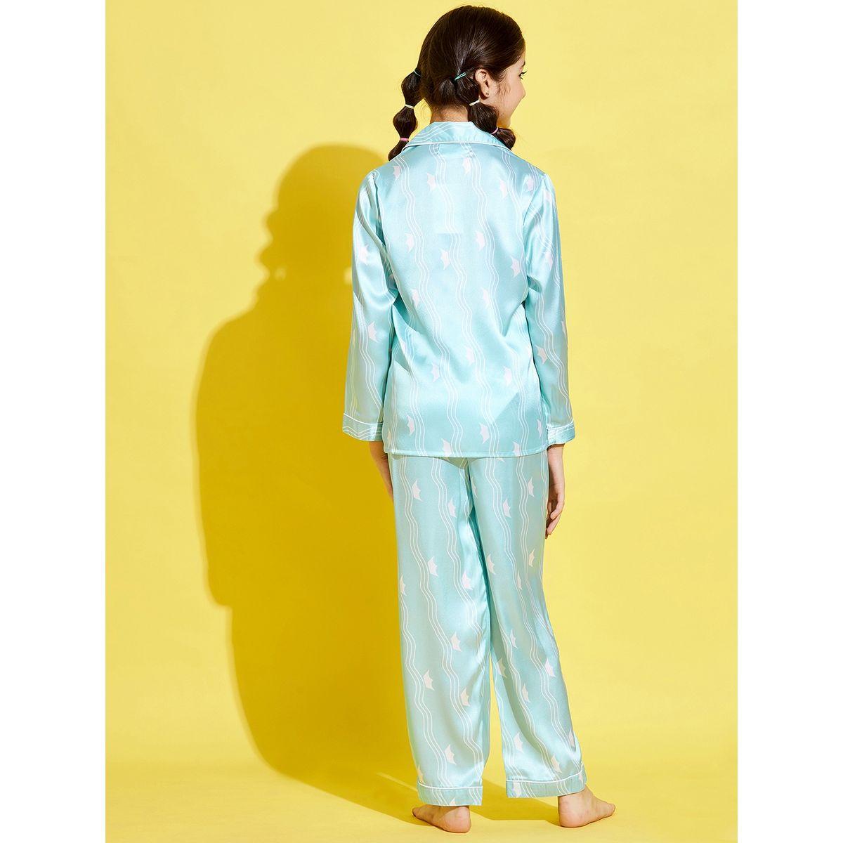 Styli Printed Pocket Detail Shirt and Pyjama Set-girls-clothing-nightwear-image-5