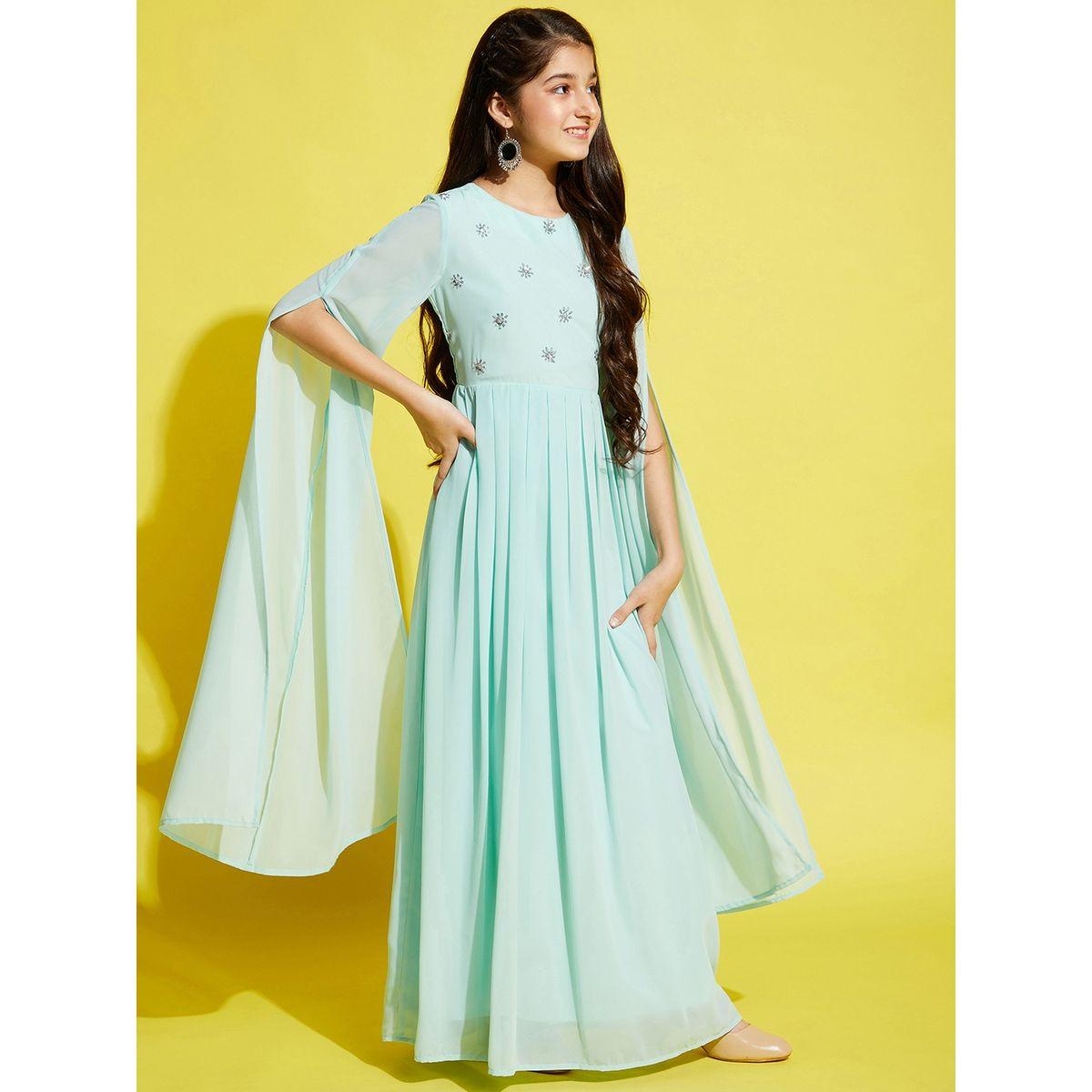 Styli Sequin Detail Pleated A-Line Maxi Dress-girls-clothing-dressesandjumpsuits-image-5