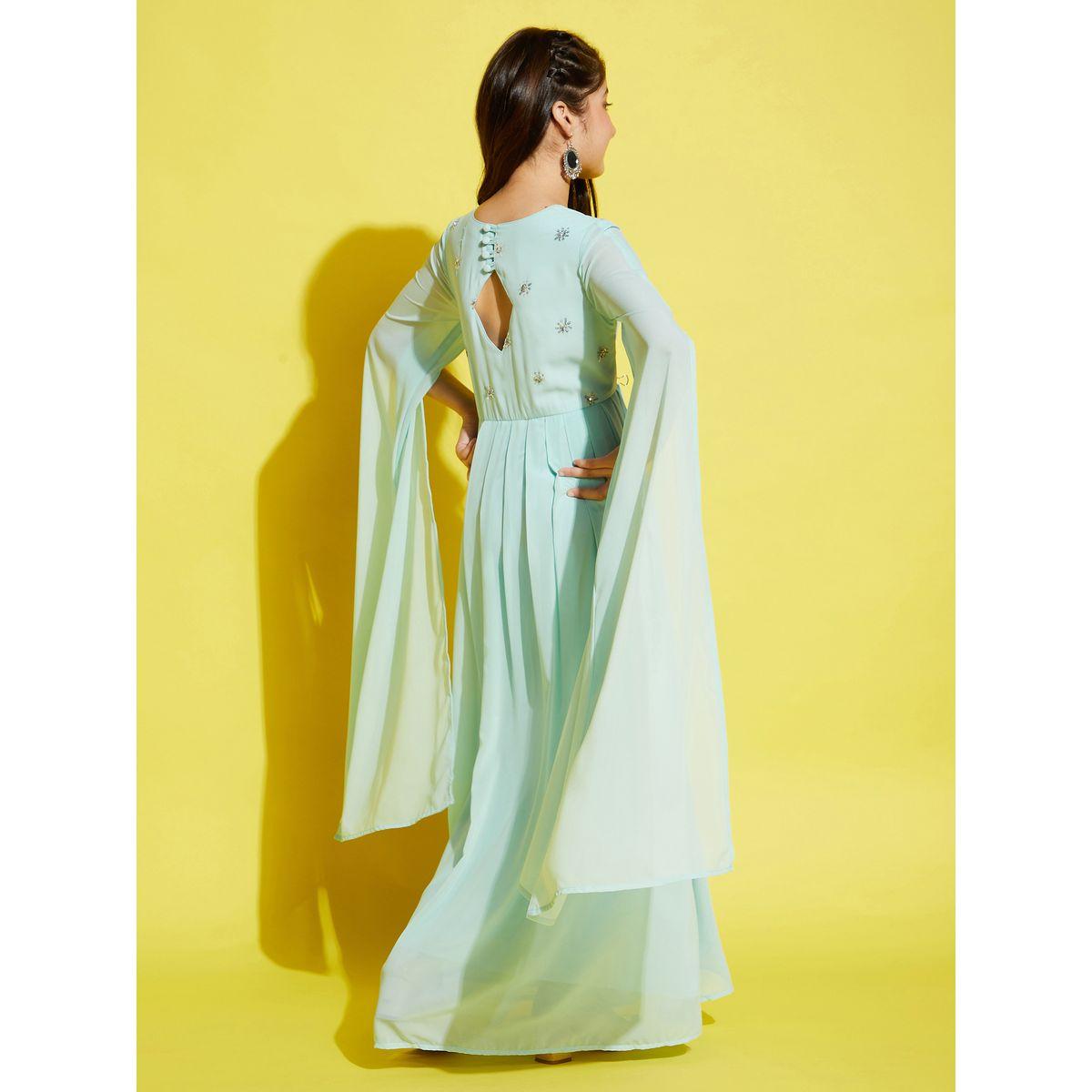 فستان طويل بكسرات ومزين بالترتر-girls-clothing-dressesandjumpsuits-image-6