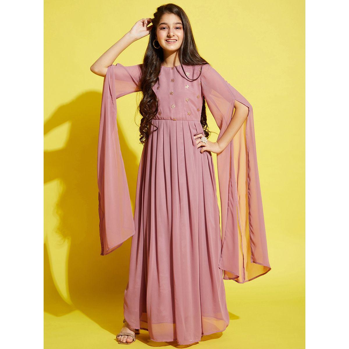 Styli Sequin Detail Pleated A-Line Maxi Dress-girls-clothing-dressesandjumpsuits-image-2