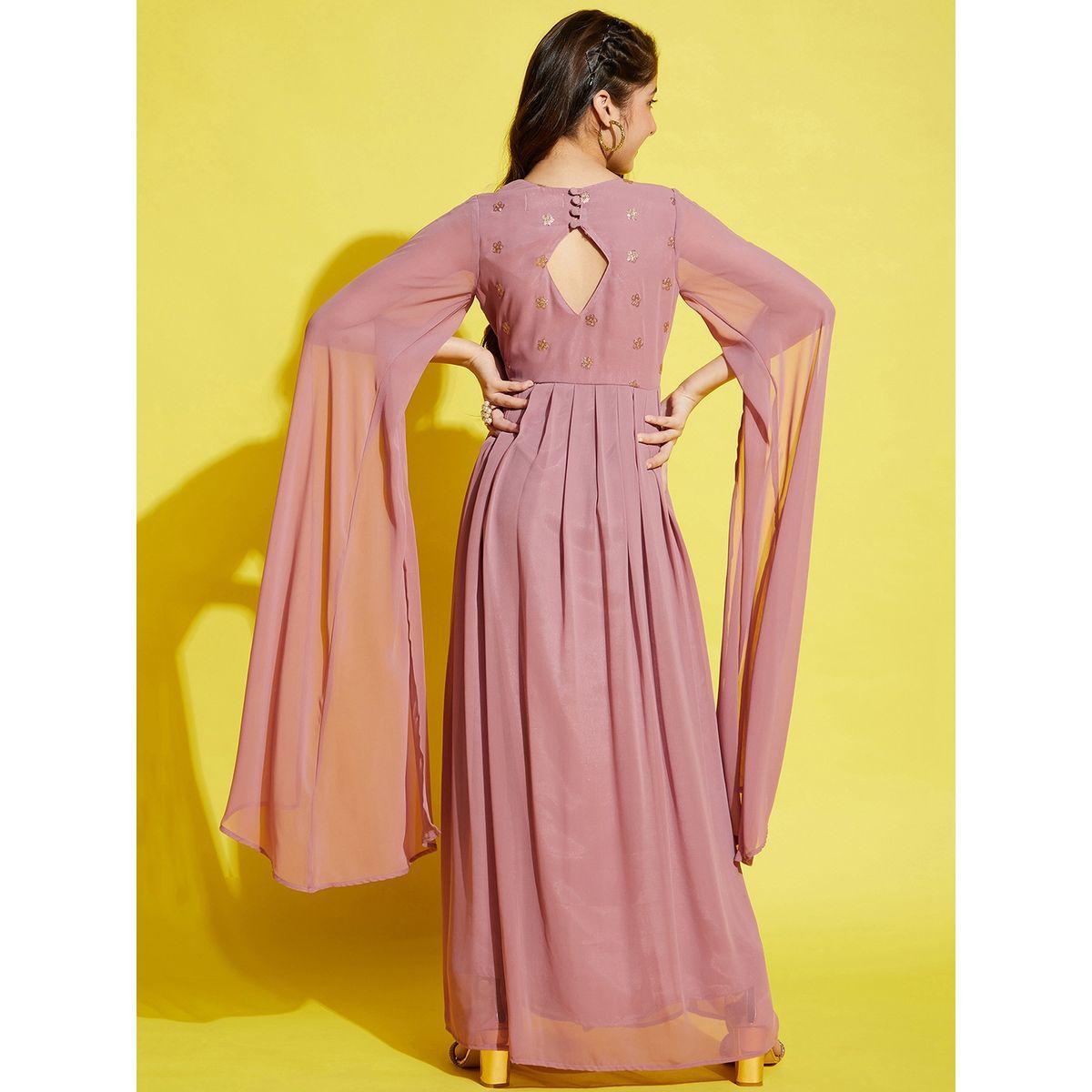 فستان طويل بكسرات ومزين بالترتر-girls-clothing-dressesandjumpsuits-image-4