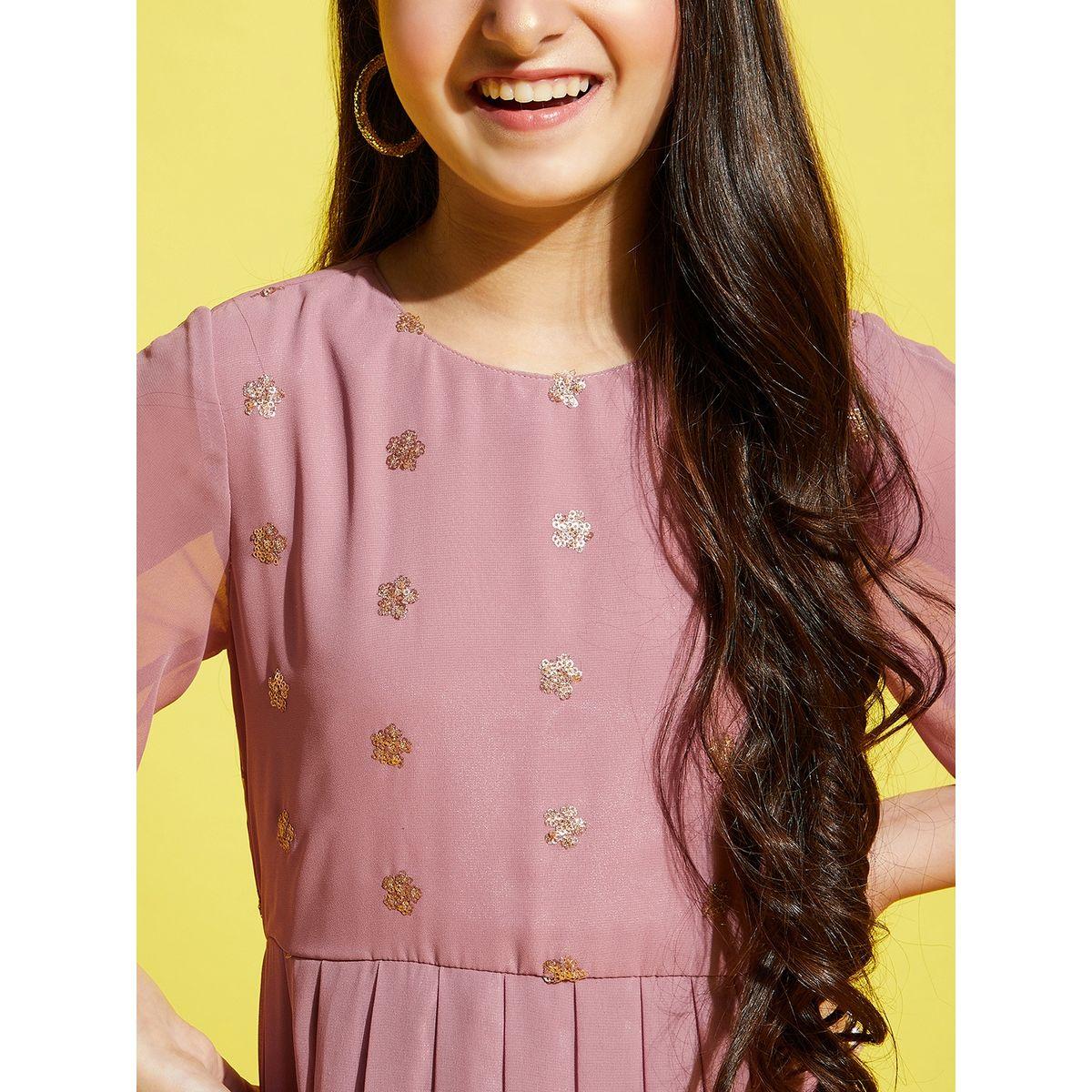 Styli Sequin Detail Pleated A-Line Maxi Dress-girls-clothing-dressesandjumpsuits-image-6