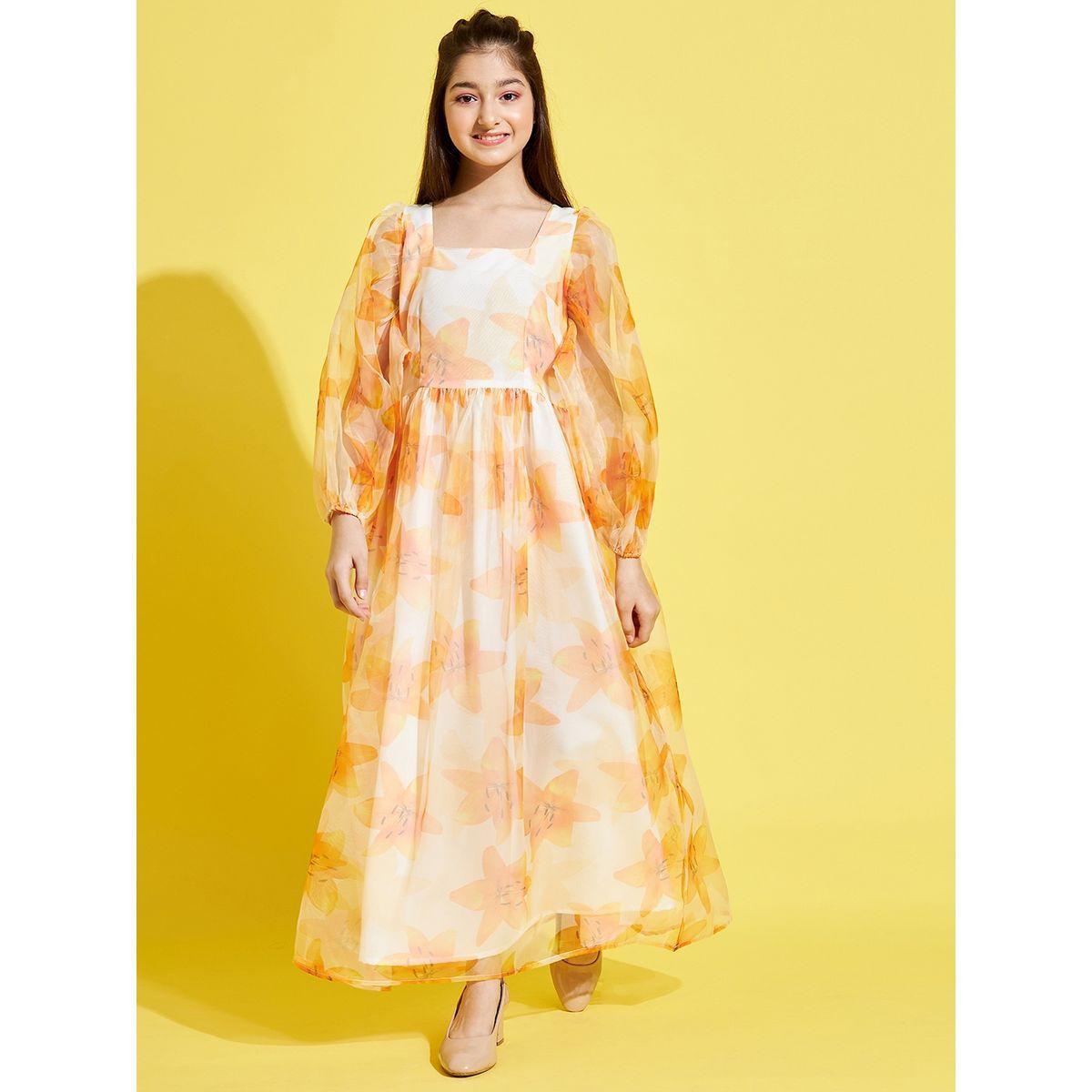 Styli Floral Print Organza A-Line Maxi Dress-girls-clothing-dressesandjumpsuits-image-1
