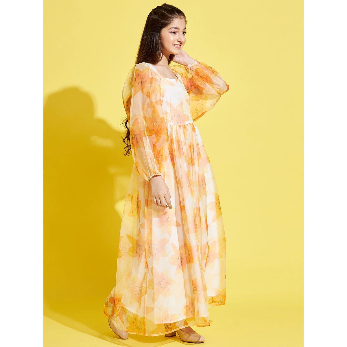 Styli Floral Print Organza A-Line Maxi Dress-girls-clothing-dressesandjumpsuits-image-3