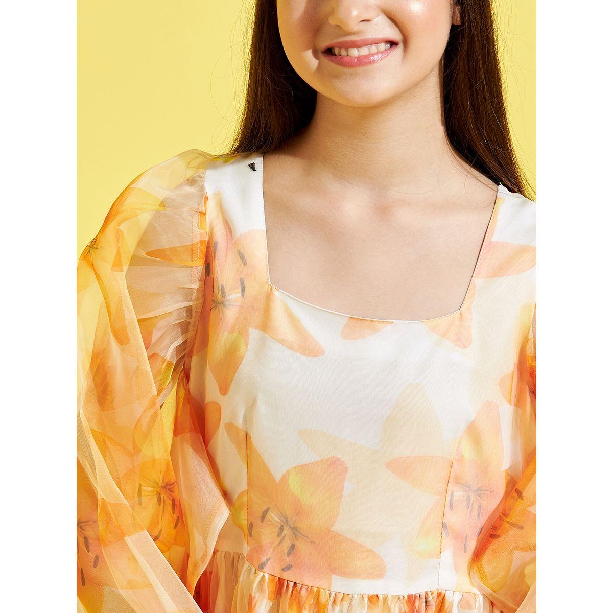 Styli Floral Print Organza A-Line Maxi Dress-girls-clothing-dressesandjumpsuits-image-5
