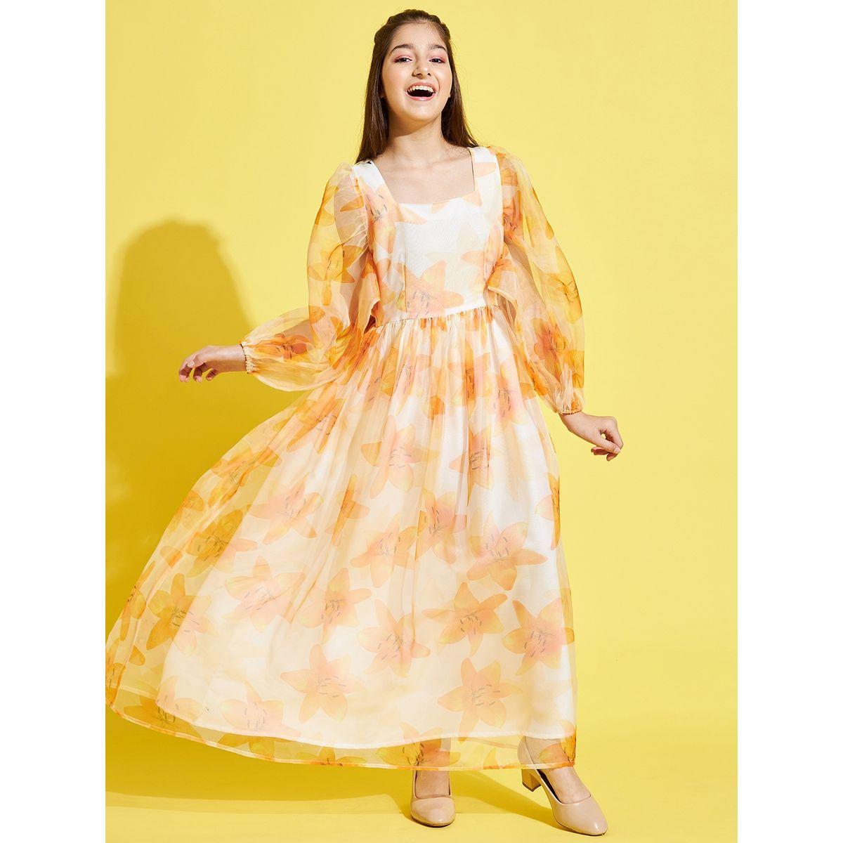 Styli Floral Print Organza A-Line Maxi Dress-girls-clothing-dressesandjumpsuits-image-6