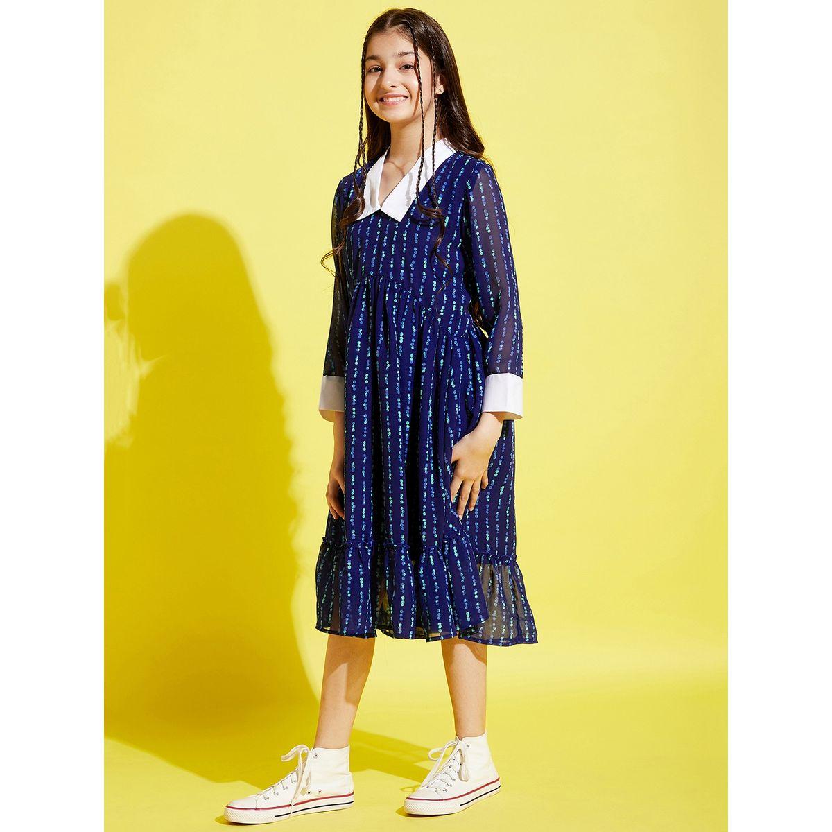 فستان مطبع بالكامل وياقة بيتر بان-girls-clothing-dressesandjumpsuits-image-2