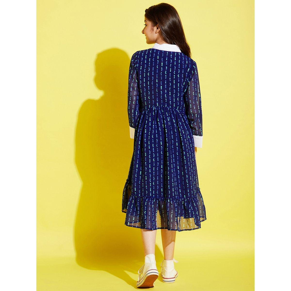 فستان مطبع بالكامل وياقة بيتر بان-girls-clothing-dressesandjumpsuits-image-4
