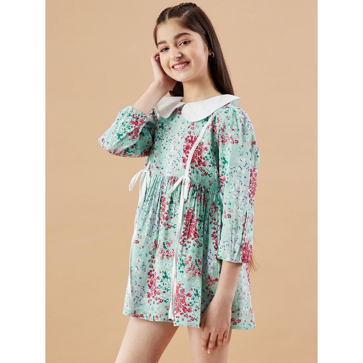 Styli Peter Pan Collar Ditsy Print A-Line Dress-girls-clothing-dressesandjumpsuits-image-4