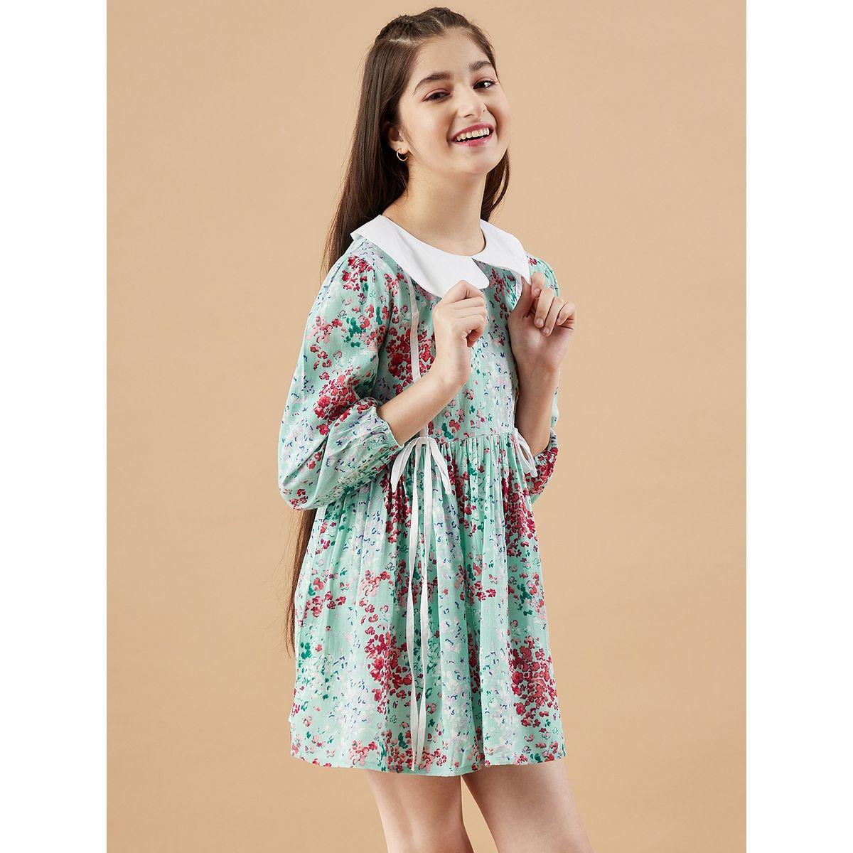 Styli Peter Pan Collar Ditsy Print A-Line Dress-girls-clothing-dressesandjumpsuits-image-5