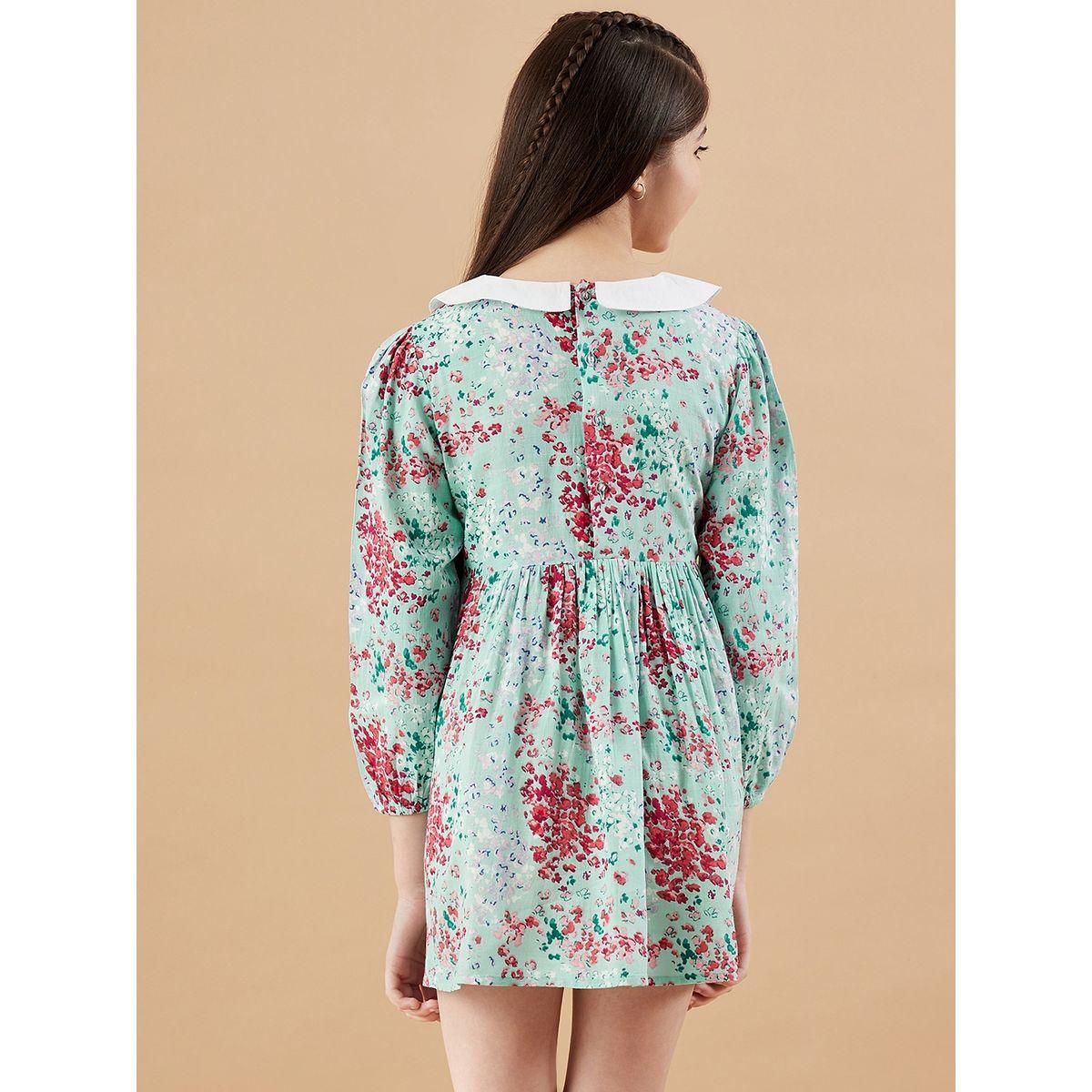 Styli Peter Pan Collar Ditsy Print A-Line Dress-girls-clothing-dressesandjumpsuits-image-6